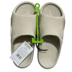 Crocs Mellow Recovery Slides Stucco Tide W8 M6 LiteRide Comfort NEW WITH TAG